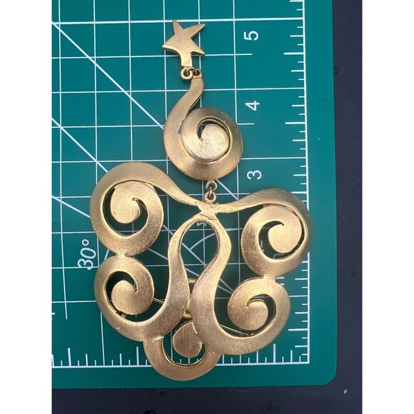 Vintage Ultra Craft Shoulder Brooch Pin Articulated Scroll Star Statement - Picture 8 of 9